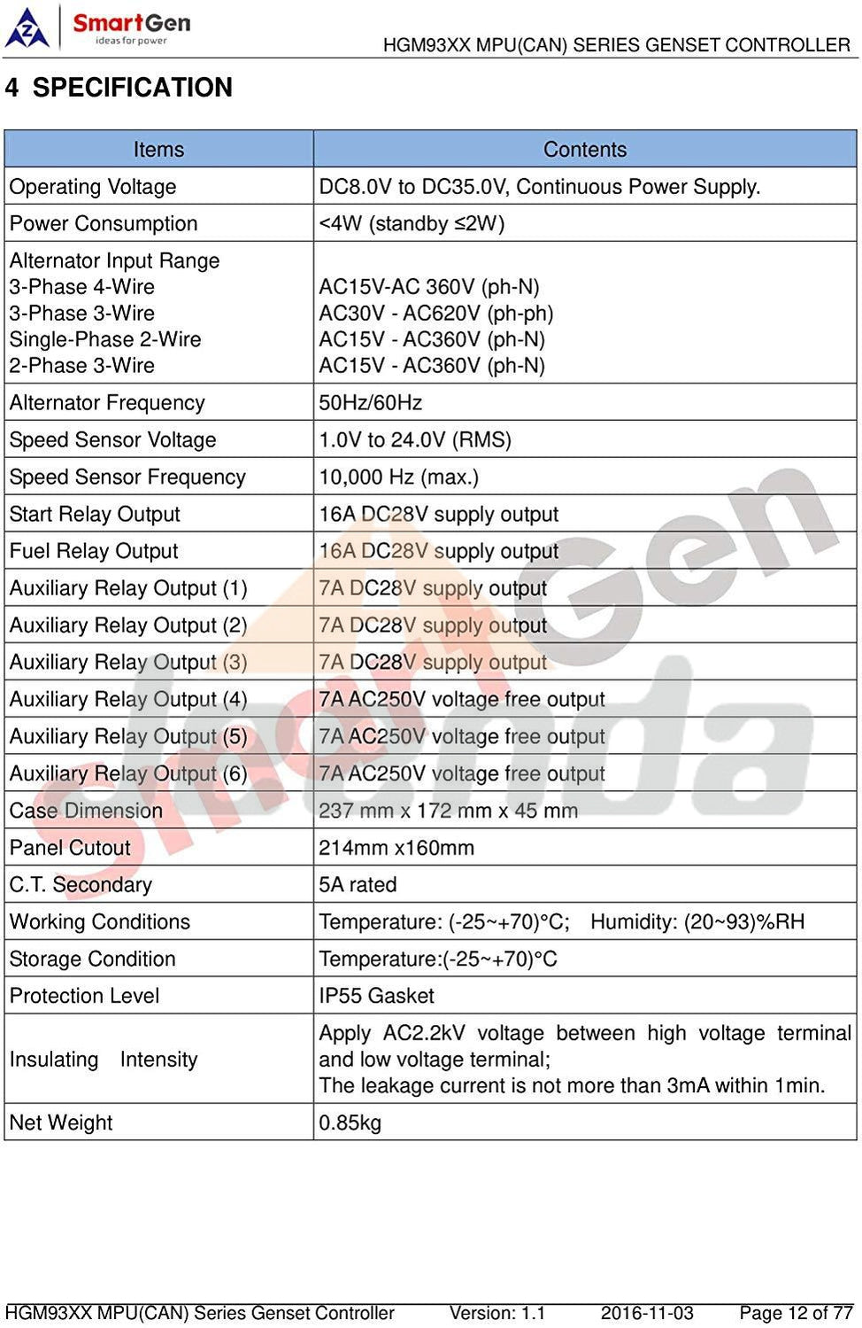 Controller HGM9320CAN for SmartGen Module