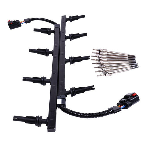 8X Motorcraft Glow plugs 4C3Z-12A342-AA & 2pcs Harness for Ford F350 F250 6.0L
