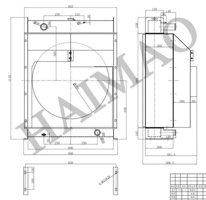 Water Cooler Radiator Compatible with Cummins Engine 6CTA8.3-G2, Left Pipe