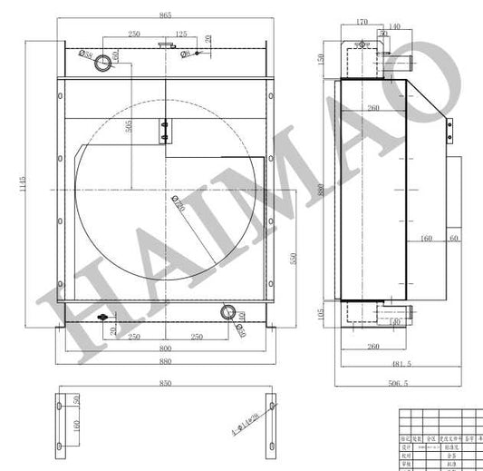 Water Cooler Radiator Compatible with Cummins Engine 6CTA8.3-G2, Left Pipe