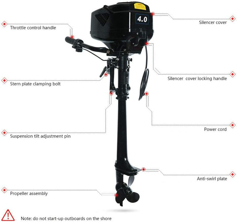 48V 4HP 1000W Electric Outboard Motor Fishing Boat Engine Long Shaft Inflatable Boat Engine Propeller