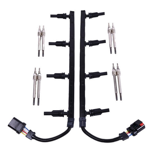 8X Motorcraft Glow plugs 4C3Z-12A342-AA & 2pcs Harness for Ford F350 F250 6.0L