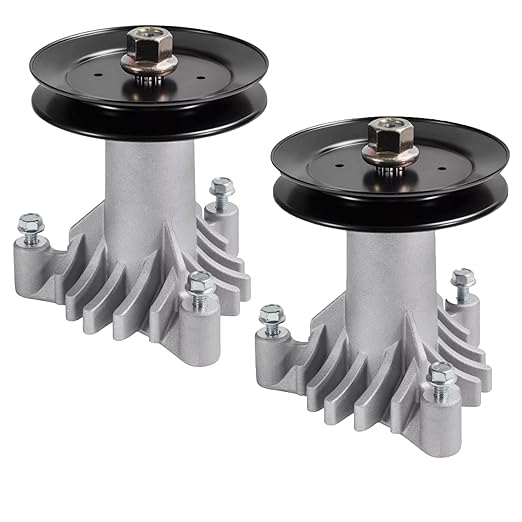 2X 130794 Spindle Assembly with 2pcs 153535 Pulley Compatible with Craftsman Husqvarna Poulan 42" Deck Tractor LT1000 LT2000 DYT4000, YT150 YT160 YT180 YT190 YTH130,Replaces 532130794