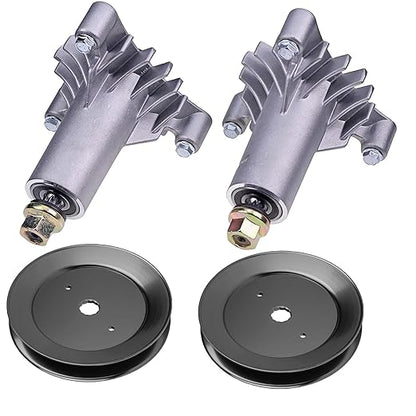 2X 130794 Spindle Assembly with 2pcs 153535 Pulley Compatible with Craftsman Husqvarna Poulan 42" Deck Tractor LT1000 LT2000 DYT4000, YT150 YT160 YT180 YT190 YTH130,Replaces 532130794