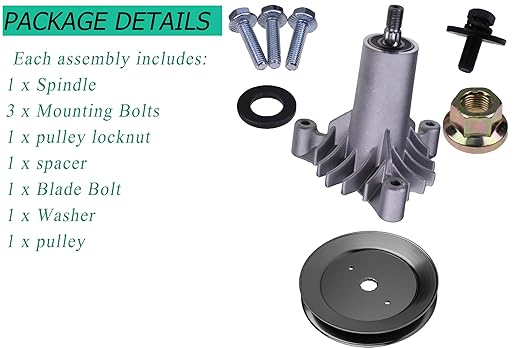 2X 130794 Spindle Assembly with 2pcs 153535 Pulley Compatible with Craftsman Husqvarna Poulan 42" Deck Tractor LT1000 LT2000 DYT4000, YT150 YT160 YT180 YT190 YTH130,Replaces 532130794