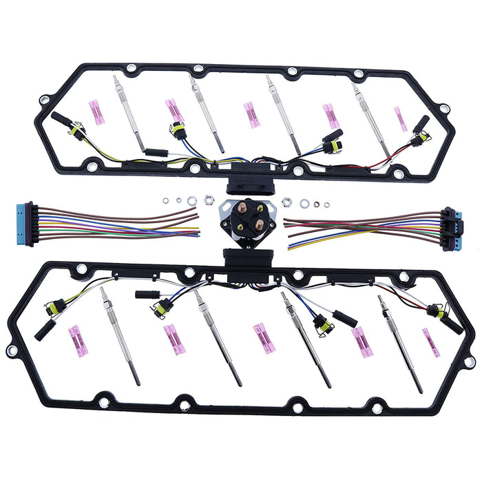 Valve Cover Gasket w/ Injector & Glow Plug Harness F81Z-6584-AA for 98-03 Ford 7.3L V8 Diesel