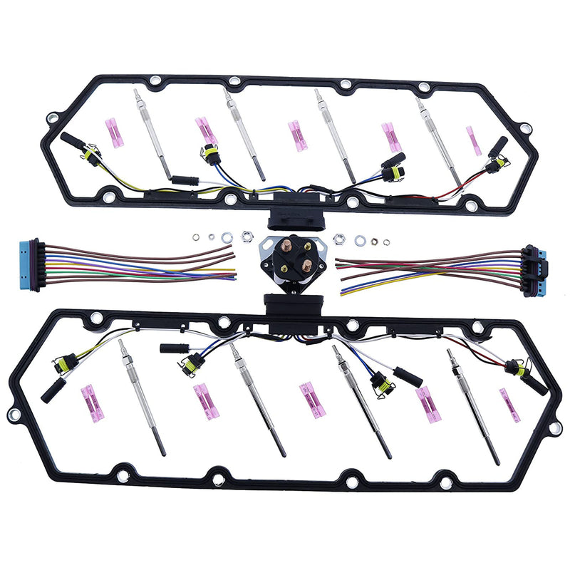 Valve Cover Gasket w/ Injector & Glow Plug Harness F81Z-6584-AA for 98-03 Ford 7.3L V8 Diesel