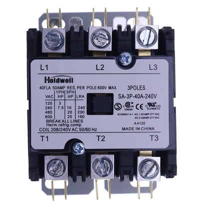 3 Poles 40 Amp 240V AC Coil Definite Purpose Contactor SA-3P-40A-240V