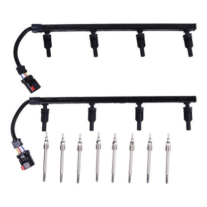 8X Motorcraft Glow plugs 4C3Z-12A342-AA & 2pcs Harness for Ford F350 F250 6.0L