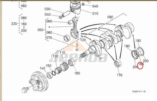 Metal Crankshaft 16292-23863 A Pair for Kubota V1505