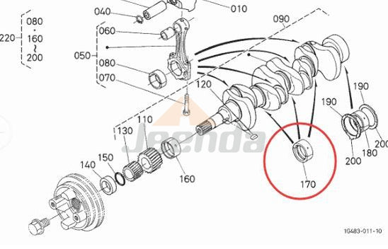 Metal Crankshaft STD-0.4mm 16292-23943 One Pair for Kubota V1505