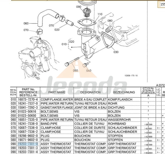 Thermostat 19203-73010 19203-73013 19203-73014 K1553-17301 for Kubota J106 Z482-B-SEC-1