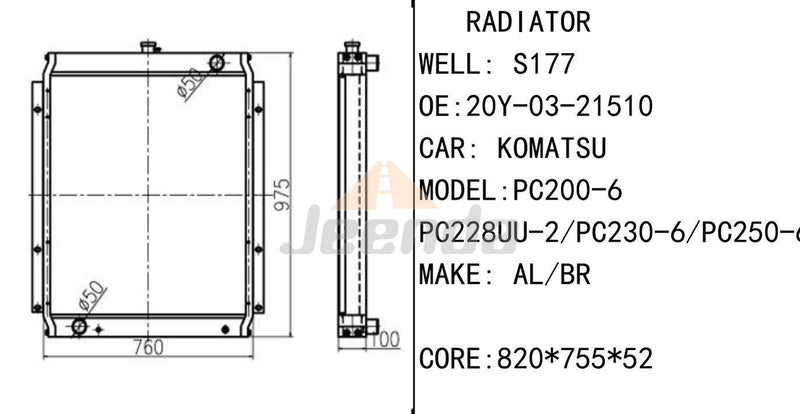 Free Shipping Radiator 206-03-61410 20Y-03-21510 20Y-03-21710 for Komatsu Excavator PC200-6 PC210-6 PC240-6 PC220-6 Engine 6D95