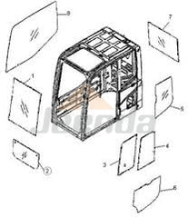 Free Shipping Front Lower Glass 20Y-53-11611 for Komatsu Dash 8 Series PC160LC-8 PC200-8/LC-8 PC210-8/LC-8 PC220-8/LC-8