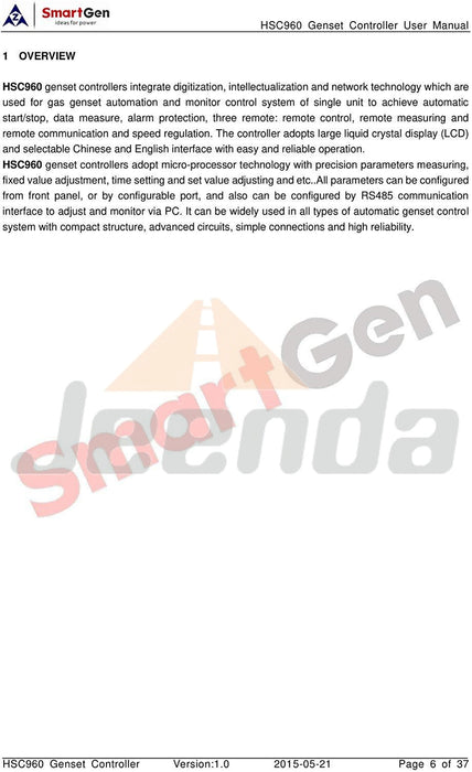 SmartGen HSC960 Genset Parallel Controller