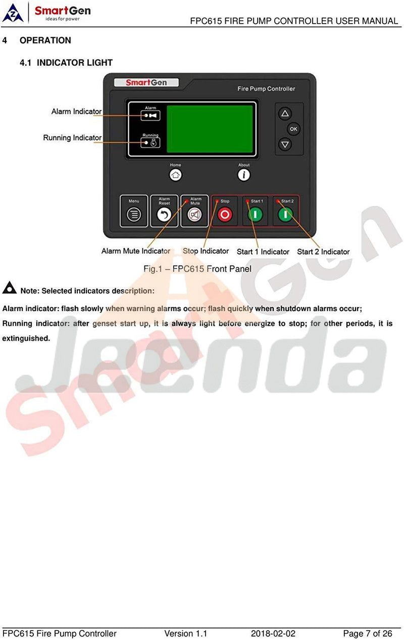 SmartGen FPC615 Fire Pump Controller for controlling of fire pump unit