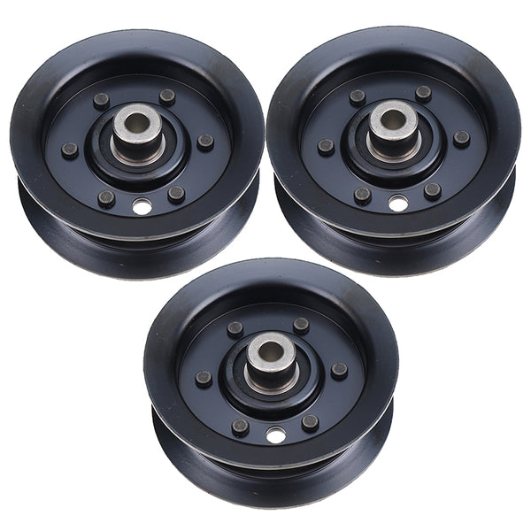 JEENDA 3PCS Flat Idler Pulley 106-2175 132-9420 Compatible with Exmark Toro 50 54 inch Deck Quest E-Series S-Series Timecutter