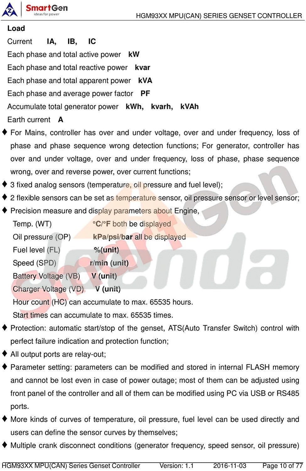 Controller HGM9320CAN for SmartGen Module