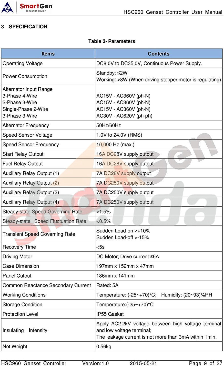 SmartGen HSC960 Genset Parallel Controller