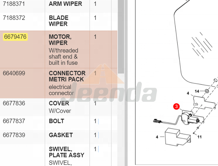 Free Shipping Windshield Wiper Motor Assembly 6679476 6677836 for Bobcat 751 753 763 773 863 864 873 883 963 A220 A300 S100 S130 S150 S160 S175 S185 S205 S220 S250 S300 S330 T110 T140 T180 T190 T200 T250 T300 T320