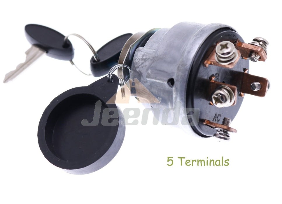 JEENDA Ignition Switch 67800-55160 6780055160 6671155130 with 2 PCS Keys 5 Terminals for Kubota Compact Tractor B4200 B5100 B5200 B20 B8200 B9200 B20 B6100 B9200HST B8200DP B8200HST 66711-55130 6671155130