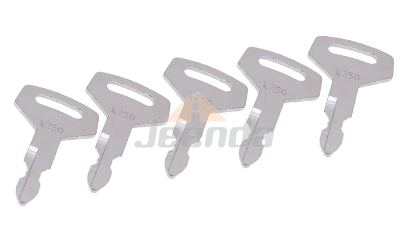 JEENDA 5PCS Ignition Key K250 compatible with Kobelco K250 Kawasaki Case Mini Excavator Wheel Loaders New Holland Excavators