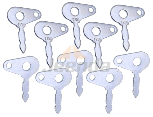 JEENDA 10PCS Ignition Key T250 ELI80-0139 for Lucas Massey Ferguson Benford JCB Ford Lucas Mahindra Landini Tractor Sky Trak Telehandler