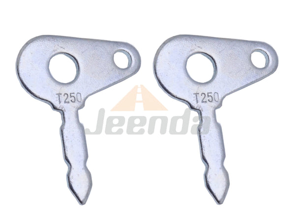 JEENDA 2PCS Ignition Key T250 ELI80-0139 for Lucas Massey Ferguson Benford JCB Ford Lucas Mahindra Landini Tractor Sky Trak Telehandler