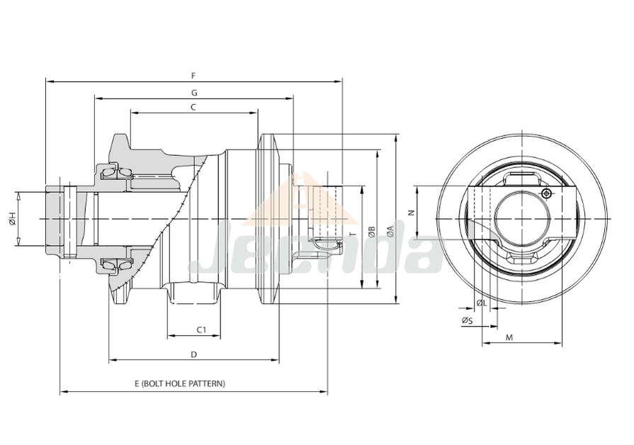 Track Roller 1081-03871 for Samsung SE280 SE280NLC Hyundai R280 R280LC Komatsu PC200 PC200-2 PC200-3
